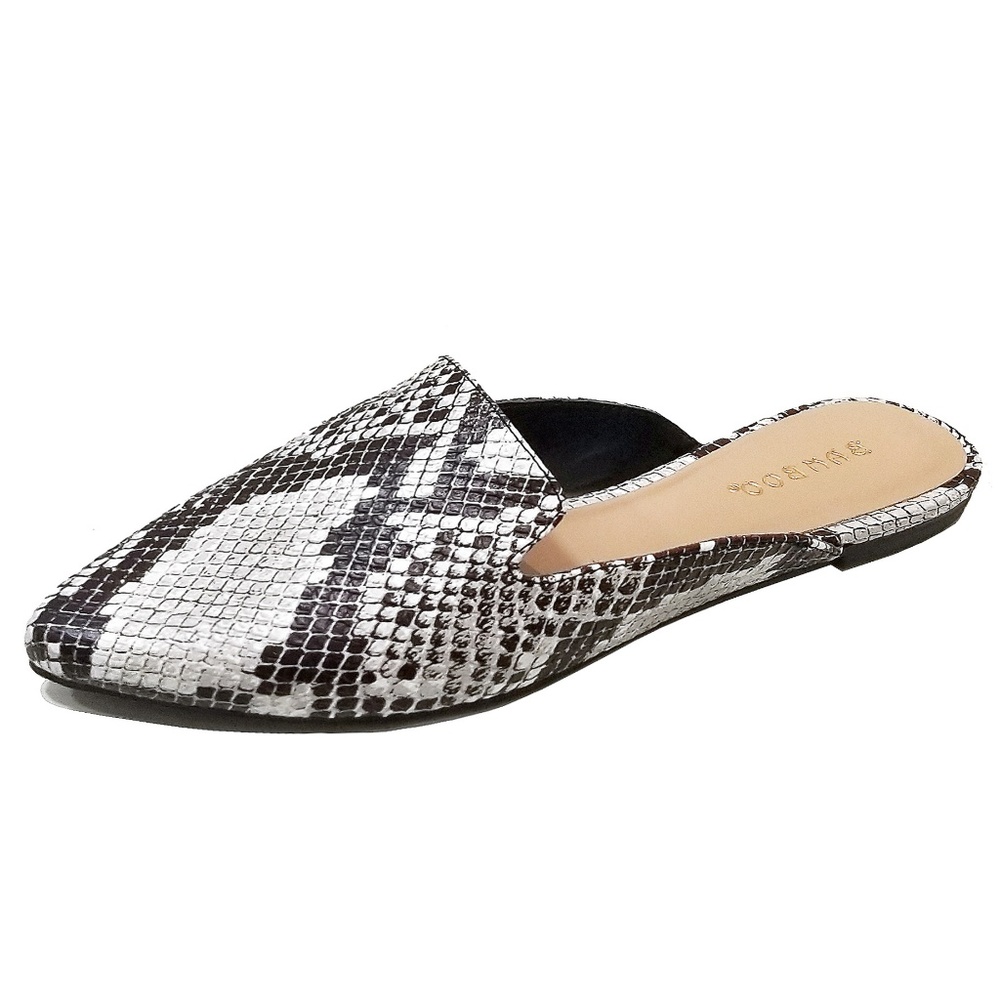 New Python Snake Slip On Mule Flats Sandals